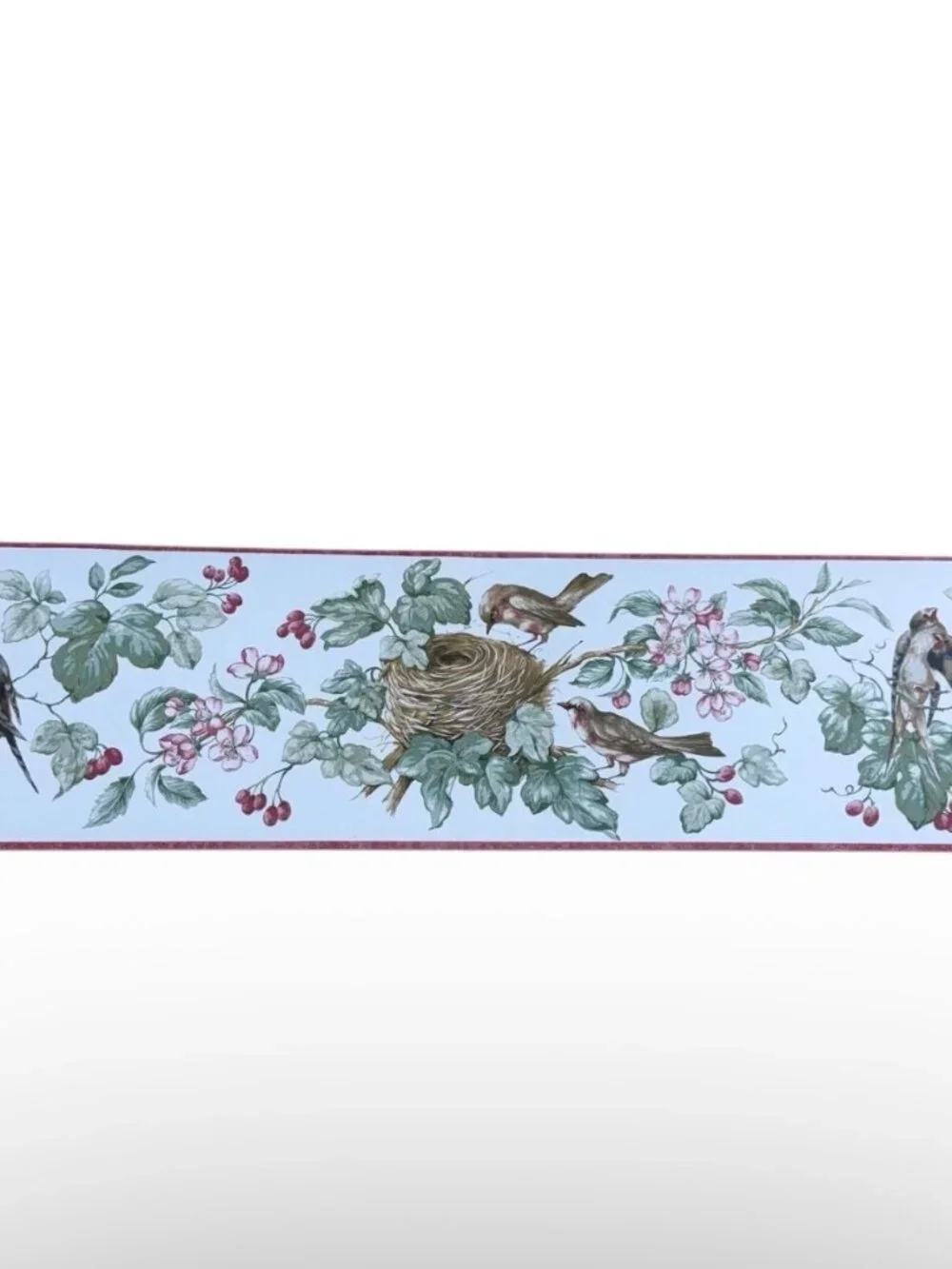 Sunworthy Vintage Wallpaper Border Birds Nest Floral Vines 15 yards 3 Rolls NEW